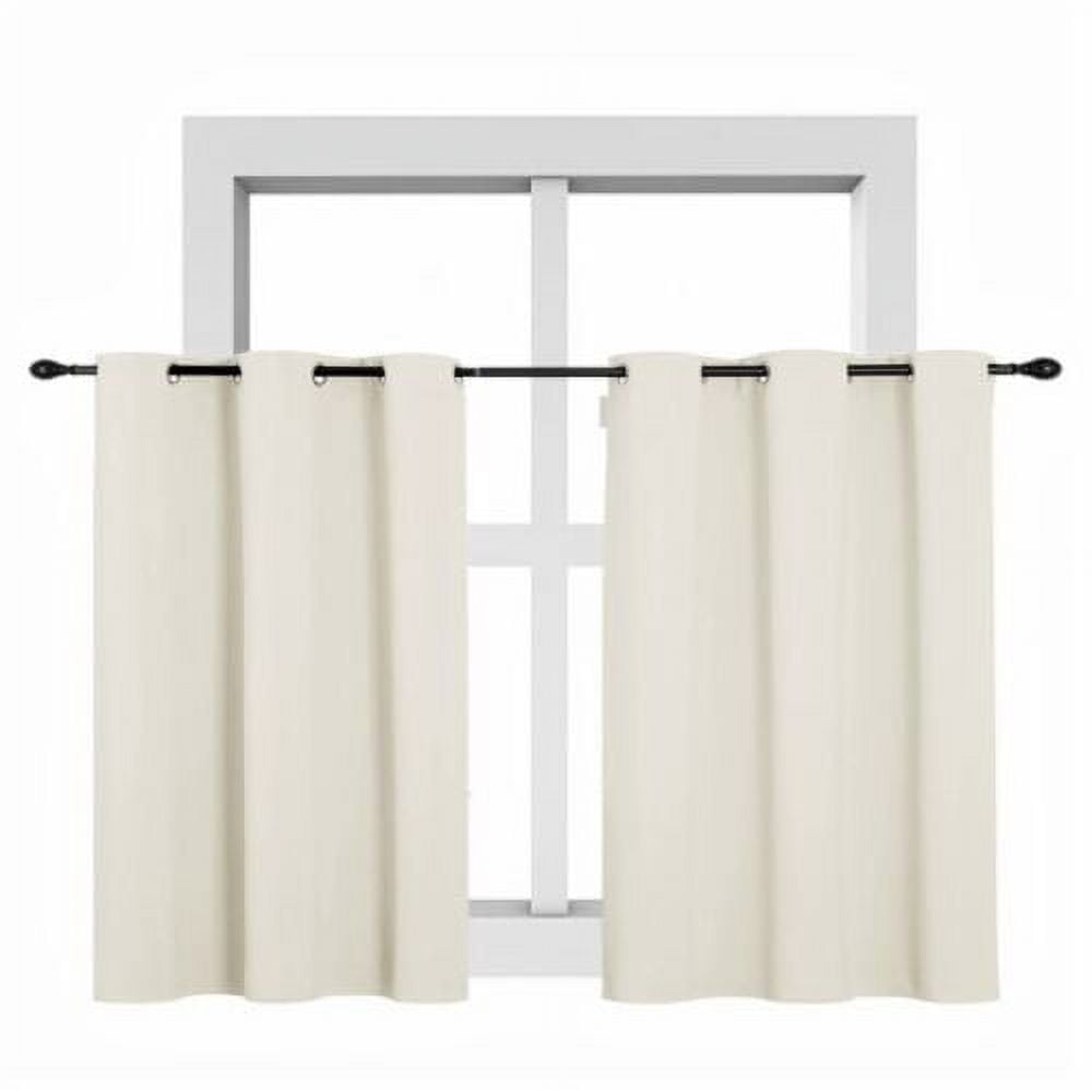 Window treatment curtain thermal insulated blackout size 28" wide X 36" length for kitchen bathroom décor short window 1 panel ivory color top grommet K30