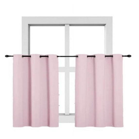 Window treatment curtain thermal insulated blackout size 28" wide X 36" length for kitchen bathroom décor short window 1 panel light pink color top grommet K30