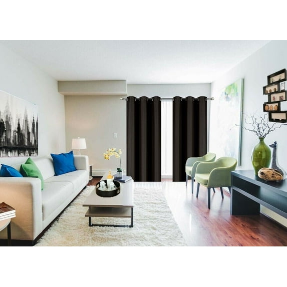 Window treatment panels thermal insulated with grommets curtains drapes for bedroom, living room 1 panel , 37 inch by 63 inch, black color K68