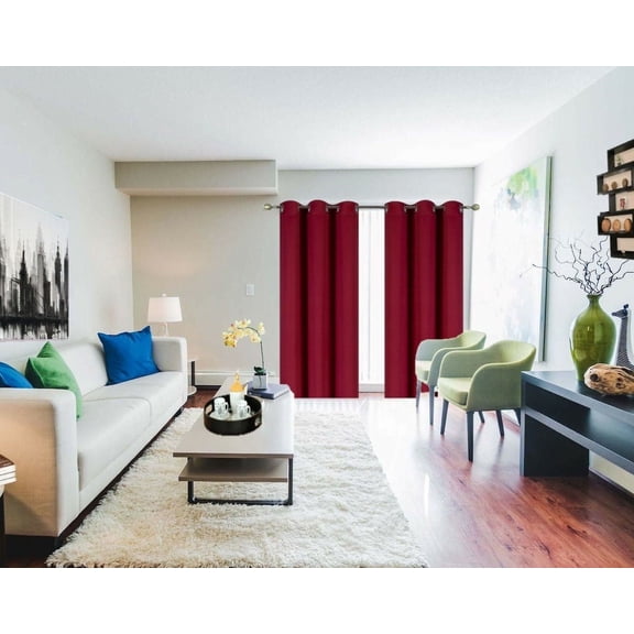 Window treatment panels thermal insulated with grommets curtains drapes for bedroom, living room 1 panel , 37 inch by 63 inch, burgundy color K68