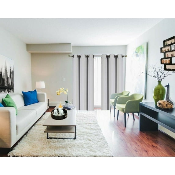 Window treatment panels thermal insulated with grommets curtains drapes for bedroom, living room 1 panel , 37 inch by 63 inch, ivory color K68