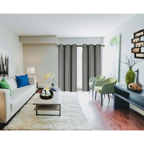 Window treatment panels thermal insulated with grommets curtains drapes for bedroom, living room 1 panel , 37 inch by 63 inch, silver color K68
