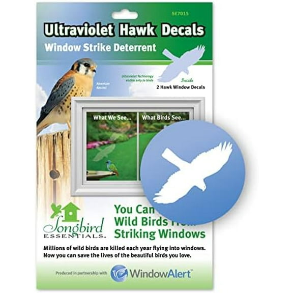 WindowAlert Hawk Anti-Collision Decal (SE7015) - UV-Reflective Window Decal to Protect Wild Birds from Glass Collisions - Made in The USA