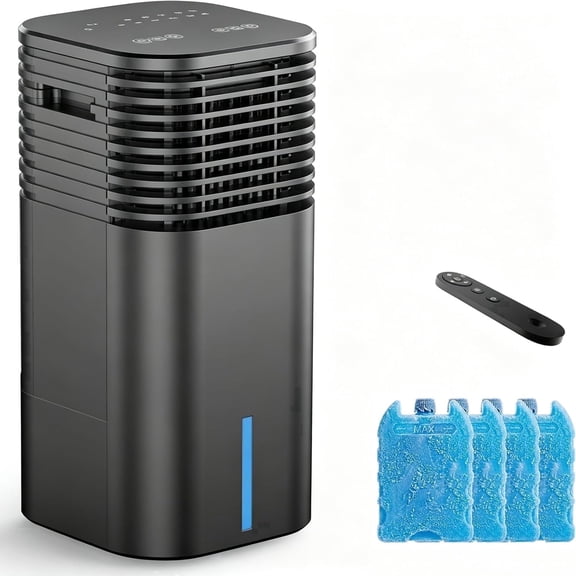 Windowless Air Conditioner Portable 1800CFM w/4 Modes&3 Speeds, 15H Timer&17FT Remote, 2 Gal Tank for 24H Cooling Swamp Cooler, 4Ice Packs, 120° Swing Evaporative Air Cooler No Hose for Room