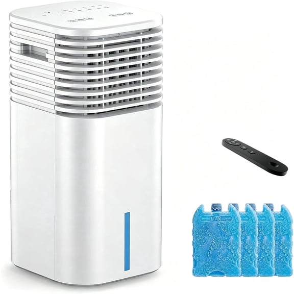 Windowless Air Conditioner Portable 1800CFM w/4 Modes&3 Speeds, 15H Timer&17FT Remote, 2 Gal Tank for 24H Cooling Swamp Cooler, 4Ice Packs, 120° Swing Evaporative Air Cooler No Hose for Room