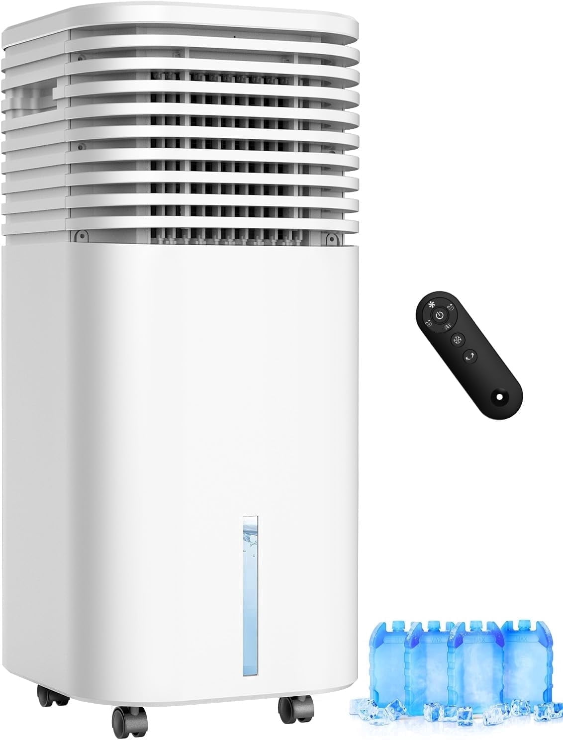 Windowless Air Conditioner Portable 1800CFM w/4 Modes&3 Speeds, 15H Timer&20 FT Remote, 3 Gal Tank for 24H Cooling Swamp Cooler, 4 Ice Packs, 120° Swing Evaporative Air Cooler for Room Indoor
