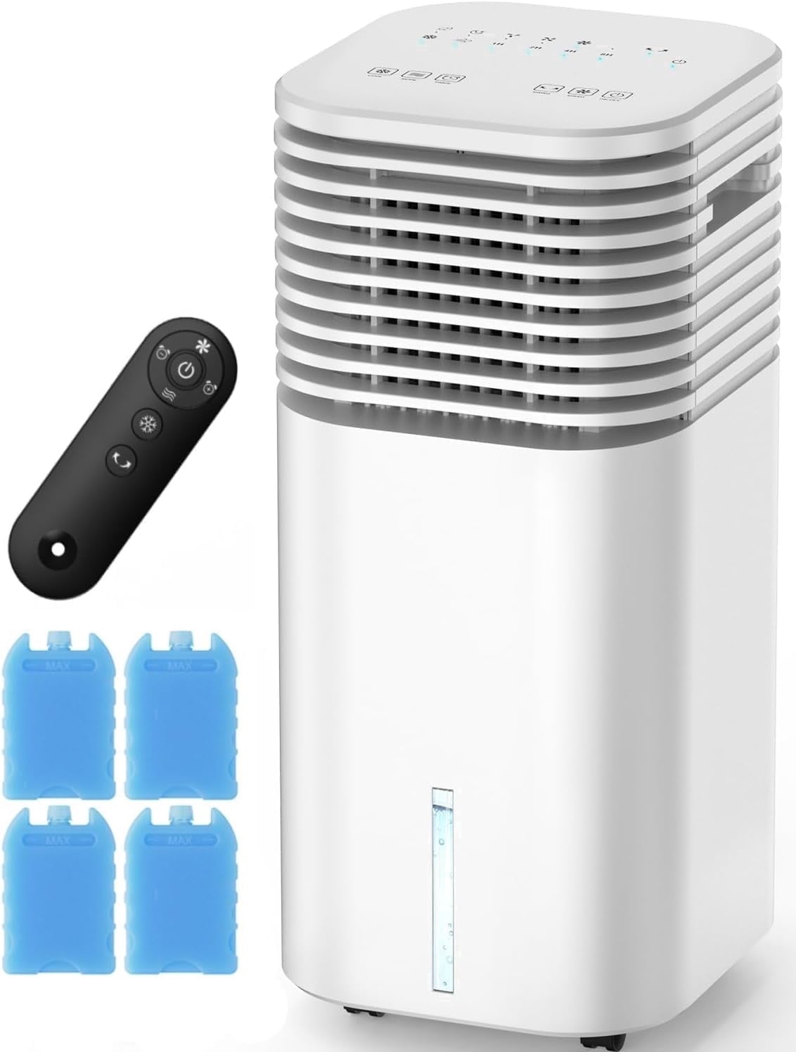Windowless Air Conditioner Portable 1800CFM w/4 Modes&3 Speeds, 15H Timer&17FT Remote, 2 Gal Tank for 24H Cooling Swamp Cooler, 4Ice Packs, 120° Swing Evaporative Air Cooler No Hose for Room