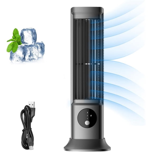 Windowless Portable Air Conditioner, 2026 New Cooling Fan with 3 Speeds, Wide-Angle Oscillation, 2-in-1 Vertical and Horizontal Use Tower Fan for Bedroom, Office, Home (1PCS)