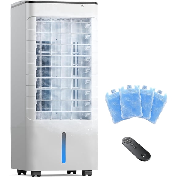 Windowless Portable Air Conditioner, 3-IN-1 Portable AC, Remote, 12H Timer &1.16Gal Tank, 45° Oscillation, 3 Modes & Speeds, Fast Cooling Quiet Ventless Swamp Cooler for Home Office, Ivory
