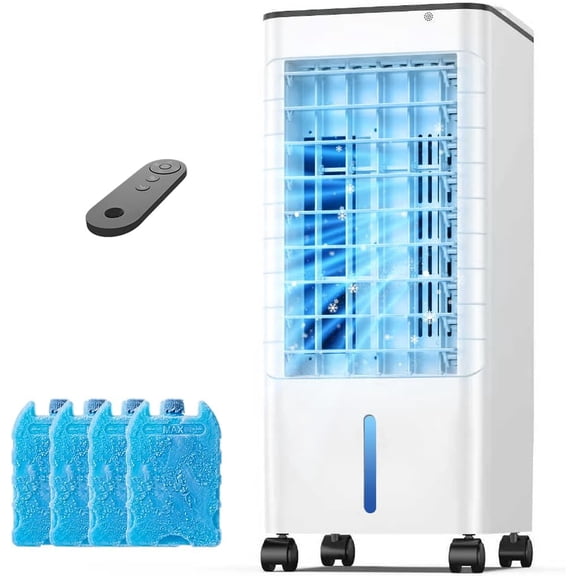 Windowless Portable Air Conditioner, 3-IN-1 Portable AC, Remote, 12H Timer &1.16Gal Tank, 45° Oscillation, 3 Modes & Speeds, Fast Cooling Quiet Ventless Swamp Cooler for Home Office, Ivory