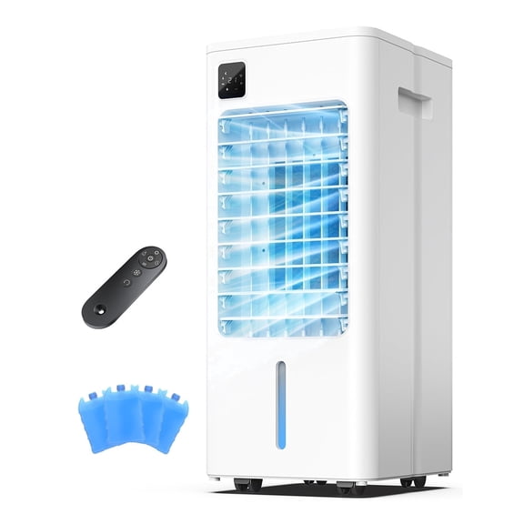 Windowless Portable Air Conditioner with Remote, Smart Digital Display, 12H Timer, 5 Modes & 3 Speeds, 2 Gal Water Tank, 100Oscillating Swamp Cooler, Evaporative Air Cooler for Bedroom