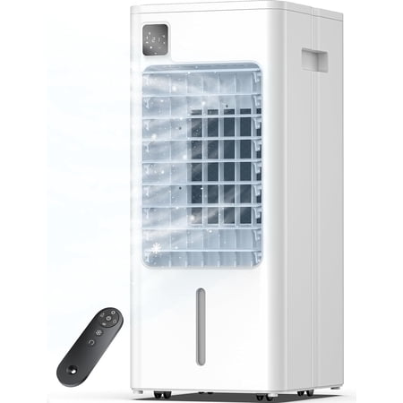 Windowless Portable Air Conditioner with Remote, Smart Digital Display, 12H Timer, 5 Modes & 3 Speeds, 2 Gal Water Tank, 100°Oscillating Swamp Cooler, Evaporative Air Cooler for Bedroom