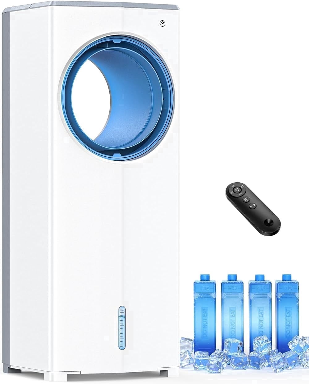 Windowless Portable Air Conditioner, 27" Bladeless Evaporative Air Cooler, Dual Tanks for 24H Cooling, 4 Modes & 3 Speeds, 25FT Remote&Timer, 360° Swing Swamp Cooler Air Cooler Indoor