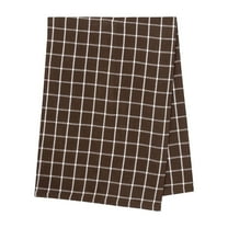 Windowpane Cocoa Plaid 100% Cotton Handwoven Dishtowel
