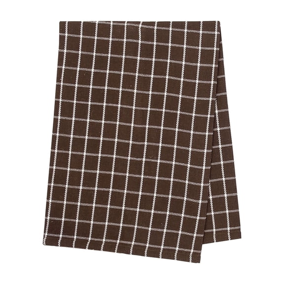 Windowpane Cocoa Plaid 100% Cotton Handwoven Dishtowel
