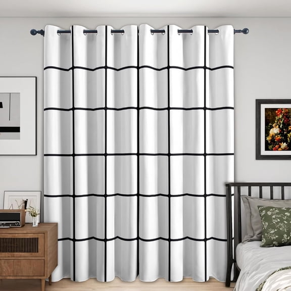 Windowpane Curtains 2 Panels Geometric Blackout Curtains for Bedroom Living Room, Checkered Window Curtain, Checkerboard Home Decor Curtain-52"W x 96"L (Pack of 2)