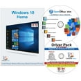 thumbnail image 1 of Windows 10 Home 32/64 Bit DVD with Key Install Repair Recover Restore Plus Drivers Pack & Open Office, 3PK, 1 of 7