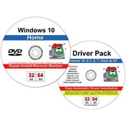 Windows 10 Home 32/64 Bit Install Repair Recover Restore DVD Plus Drivers