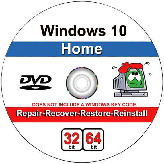 Windows 10 Home 32/64 Bit Install, Repair, Recover & Restore DVD