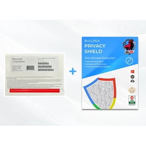 Windows 10 Pro DVD with Free BullZIGA Privacy Shield (Key Card)