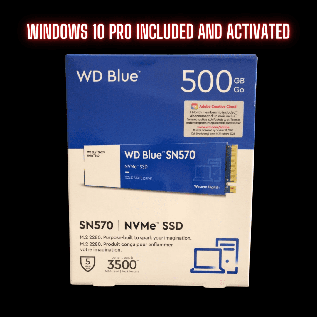 ZPC Gaming, 500GB WD Blue SN570 M.2 NVMe, Windows 10 Pro Activated SSD ...