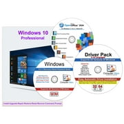 Windows 10 Professional 32/64 Bit Repair Recover Restore Install DVD w/Key & Open Office 2024 & 5 in 1 Utility Suite & Drivers Software. 4 Pack