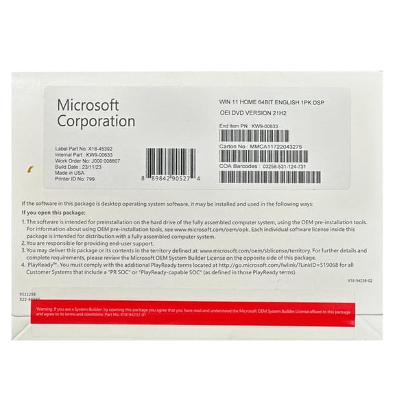 Windows 11 HOME 64 BIT OEM DVD with Key