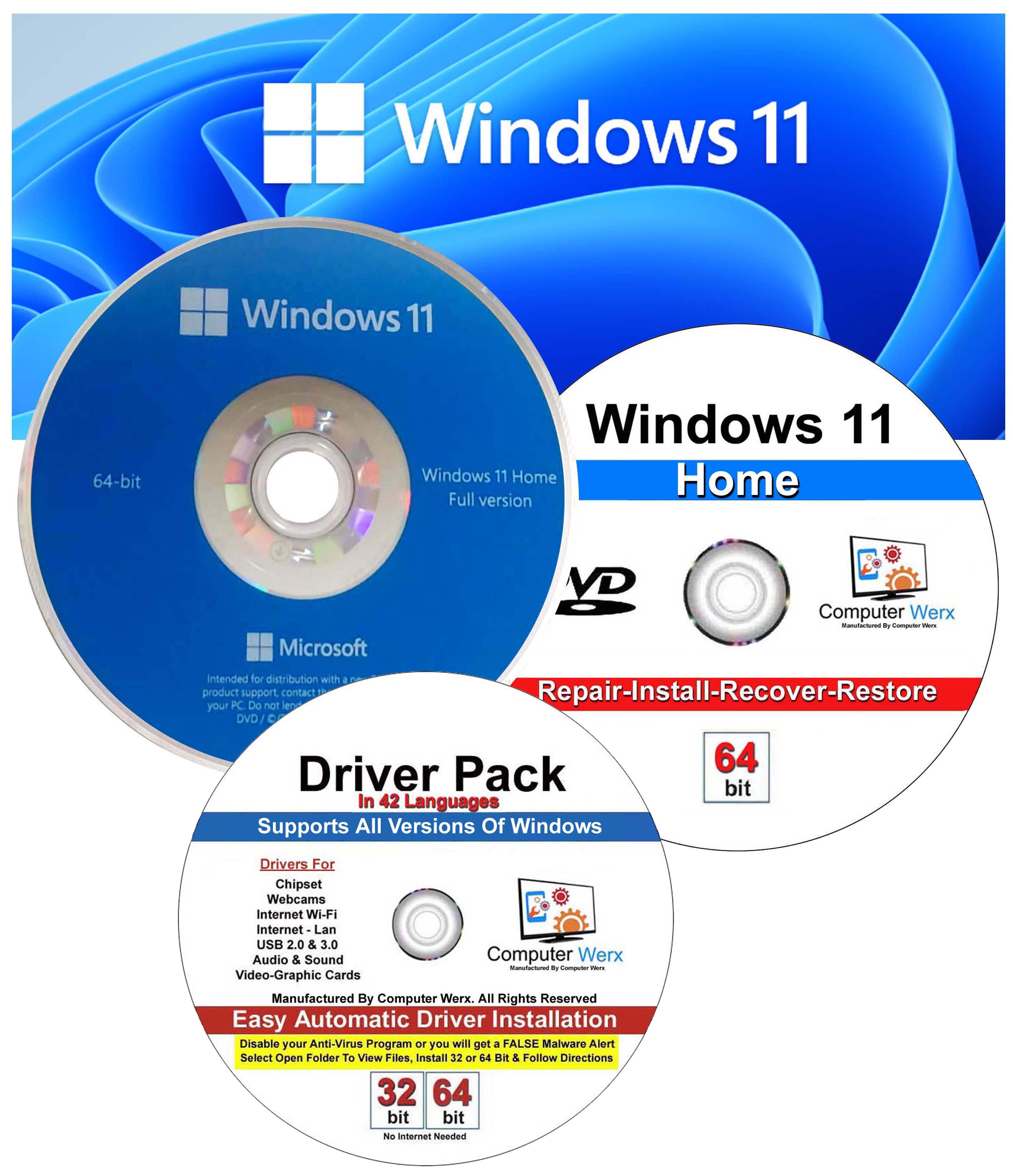 MS-OEM-Computer Werx: Windows 11 Home Full Version, 64 Bit (PC Disc Key) 1 User