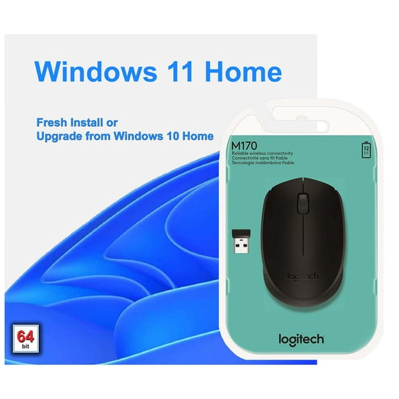 Windows 11 Home 64 Bit DVD & Wireless Logitech Mouse