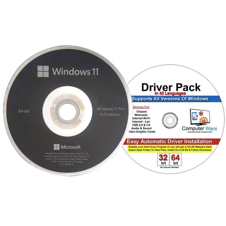 Windows 11 Pro 64 Bit OEM DVD &amp; Drivers Pack - Computer Software 