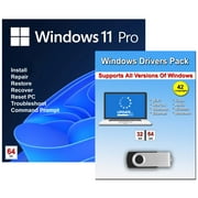 Windows 11 Professional 64 Bit USB with Key Install Repair Recover Restore & Drivers Pack, 2 Pack