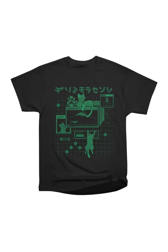Windows Cat Green T-Shirt Tee Gift For Him Merch For Her Apparel For Friend