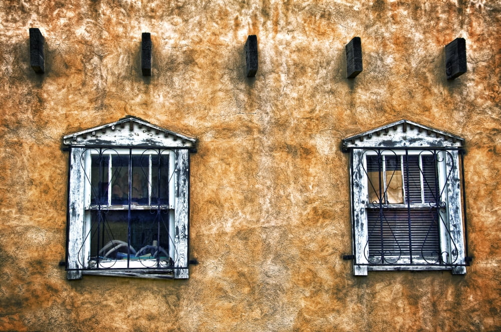Windows I New Mexico Two Windows On Adobe Wall Canvas Art - Ray Laskowitz Design Pics (17 x 11)