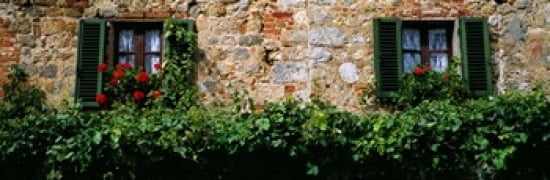 Windows Monteriggioni Tuscany Italy Canvas Art - Panoramic Images (36 x 12)