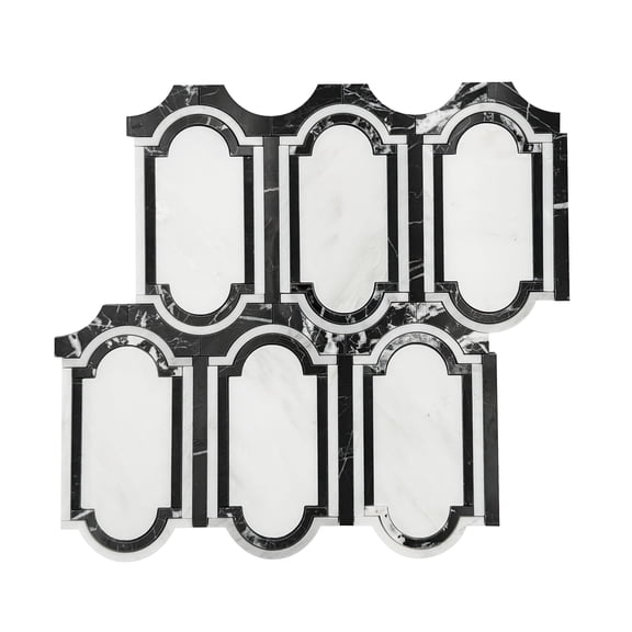 Windows Pattern Oriental Black & White 12-in x 12-in Waterjet Mosaic Floor and Wall Tile(6-sq. ft/ Box)