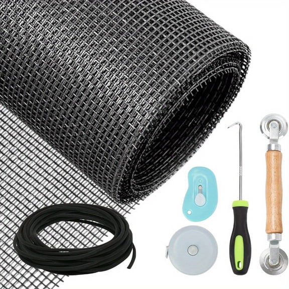 Windows Screen Replacement Kit, 48"x118" Screen Door Mesh Repair Kit Firberglass Mesh Screen for Patio Window Door Screen Replacement, Washable and Durable