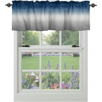 Windows Valances Curtain Blue and Grey Ombre Kitchen Valances Rod Pocket Gradient Gradual Color Modern Window Treatment Short Topper Curtains for Kitchen Bathroom Living Room 1 Panel,54 x 18 inch