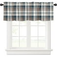 thumbnail image 1 of Windows Valances Curtain Check Plaid Brown and Blue Kitchen Valances Rod Pocket Farmhouse Buffalo Plaid Window Treatment Short Topper Curtains for Kitchen Bathroom Living Room 1 Panel,54x18 inches, 1 of 6