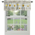 thumbnail image 1 of Windows Valances Curtain Daisy Flower Kitchen Valances Rod Pocket Spring Floral Retro Wood Grain Window Treatment Short Topper Curtains for Kitchen Living Bedroom 1 Panel,54 by 18 inch, 1 of 6