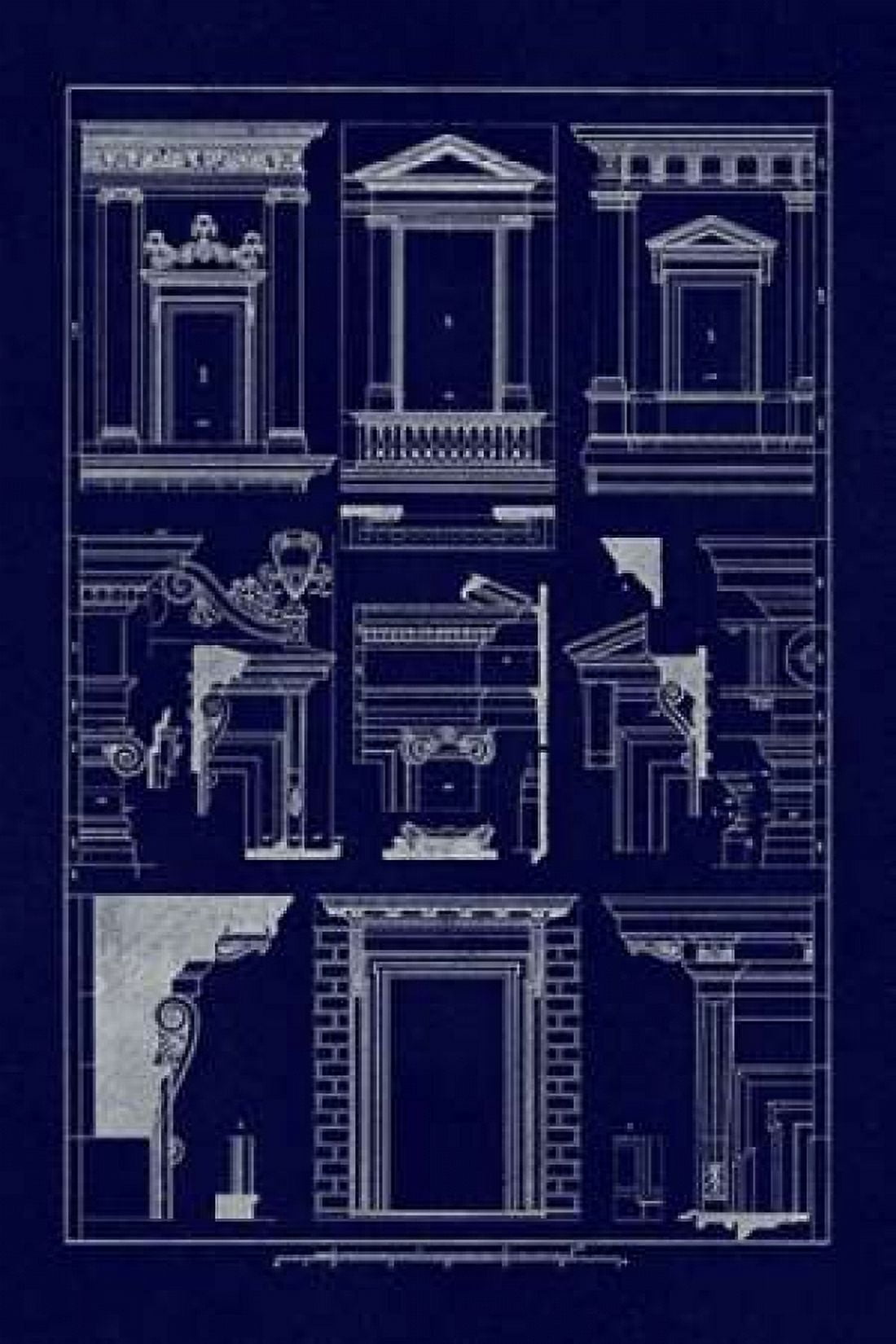 Windows of Palazzo Non Finito Palace and House at Rome (Blueprint) Canvas Art - J Buhlmann (24 x 36)