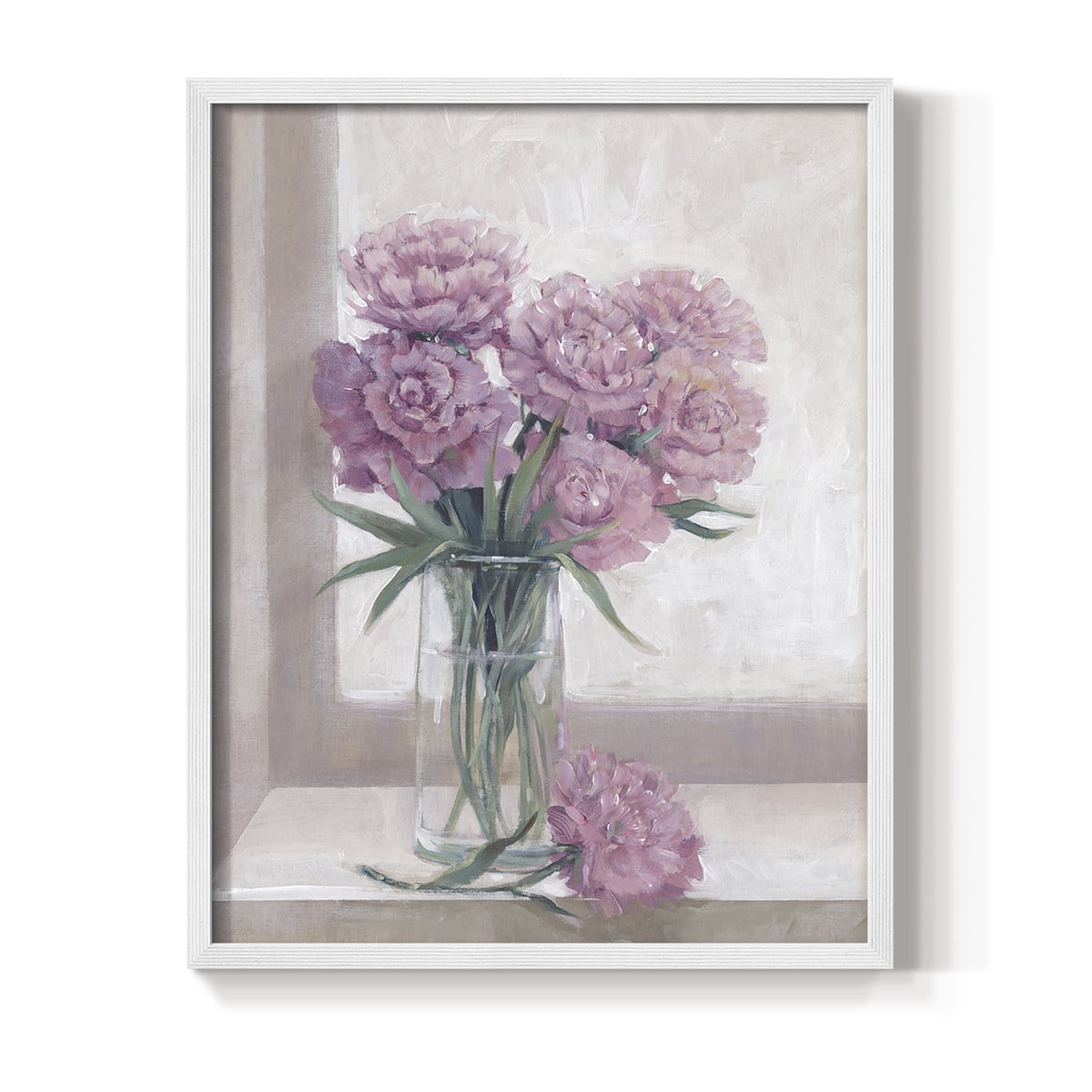 Windowsill Floral II Framed Print - Solid Wood in Single Picture Frame Solid Wood 2 Framed Print