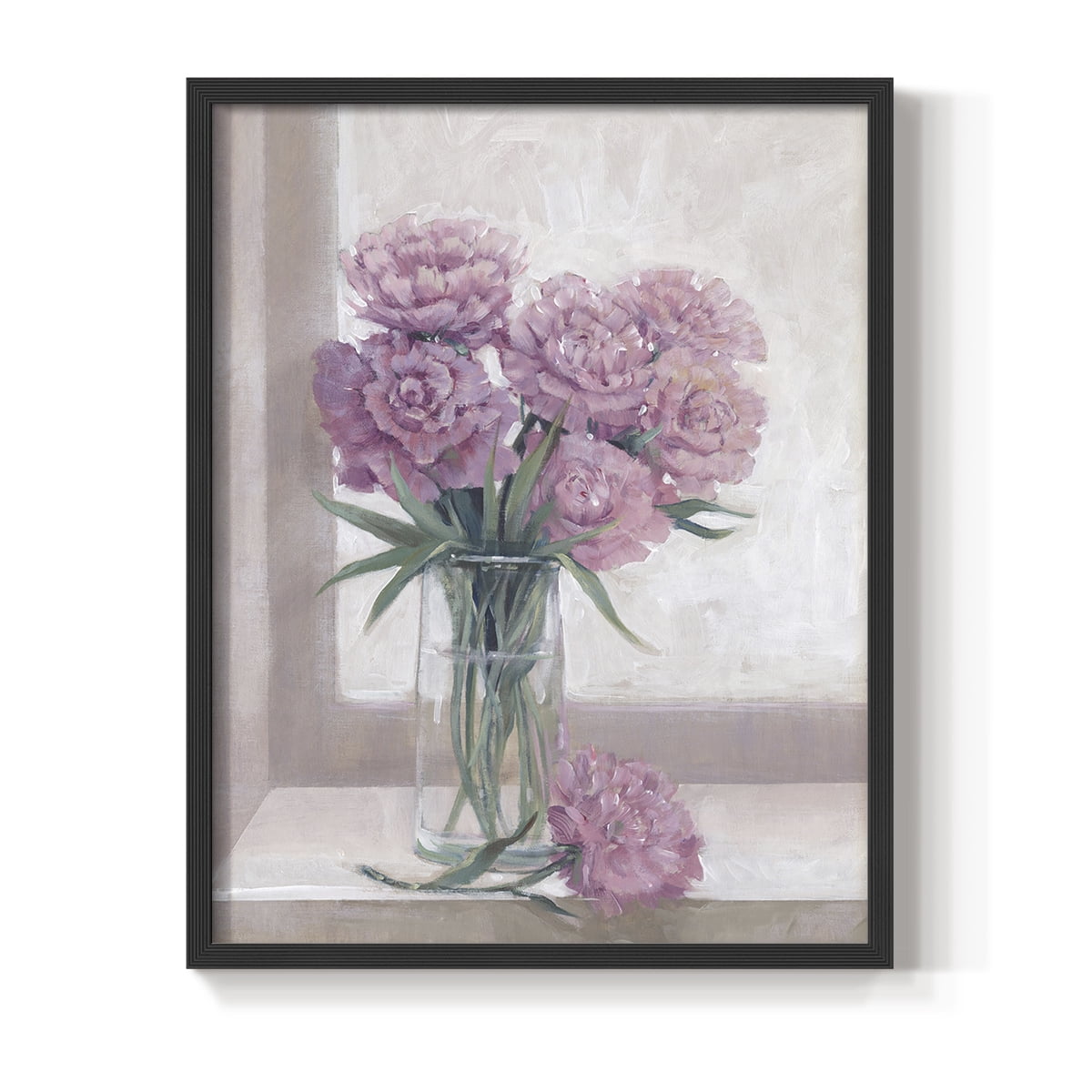 Windowsill Floral II Framed Print - Solid Wood in Single Picture Frame Solid Wood 2 Framed Print