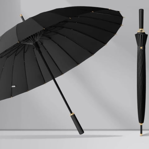 Extra Large 45 Inch Large Windproof Umbrella for Rain, Auto Open Close, Classic Handle for 2 People. Quick Dry, 24 Sturdy Ribs, Durable Outdoor & Travel Umbrella, Black