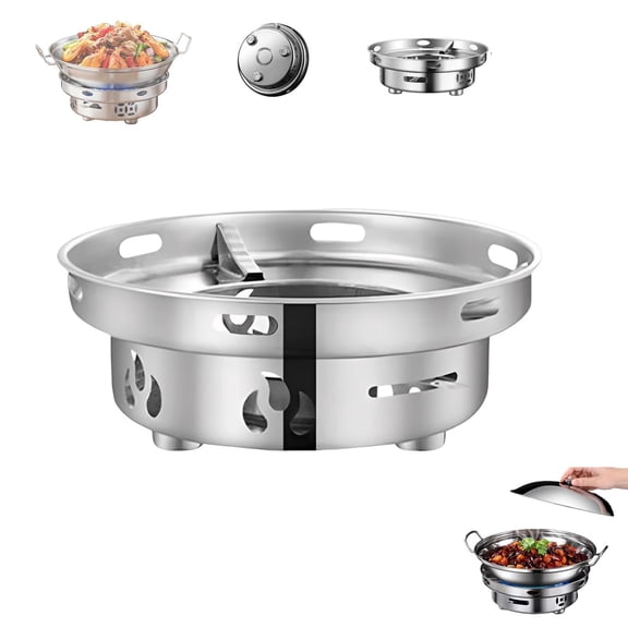 Windproof Alcohol Stove with Pot, Thickened Stainless Steel Portable Alcohol Burner with Anti-Slip Support,Wind-Resistant Design,for Camping, Hiking, Picnic & Emergency Use (Stove Only)