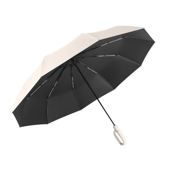 Windproof Automatic Folding Travel Umbrella | Large Lightweight Sunproof Design | Comfortable Handle | Quick-Dry Material | Beige | For Men & Women | Adults | 1-Pack
