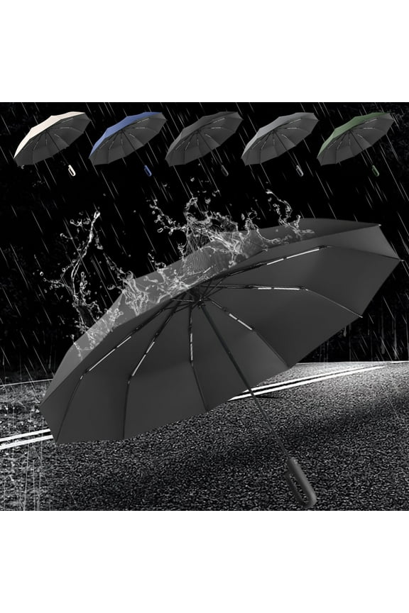 Windproof Automatic Folding Travel Umbrella | Large Lightweight Sunproof Design | Comfortable Handle | Quick-Dry Material | Beige | For Men & Women | Adults | 1-Pack