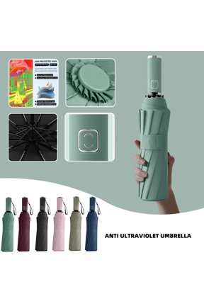 Windproof Automatic Inverted Umbrella, Reverse Folding Travel Umbrella with Reflective Strip, UV Protection Rain Umbrella for Car Commuter