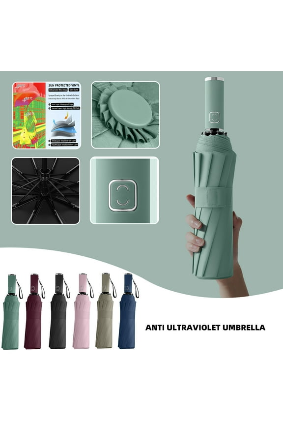 Windproof Automatic Inverted Umbrella, Reverse Folding Travel Umbrella with Reflective Strip, UV Protection Rain Umbrella for Car Commuter