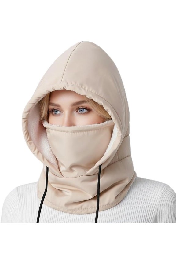 Windproof Balaclava for Women Men: Water-Resistant Thermal Ski Mask  Cover ,  Warmer (Black//Beige)