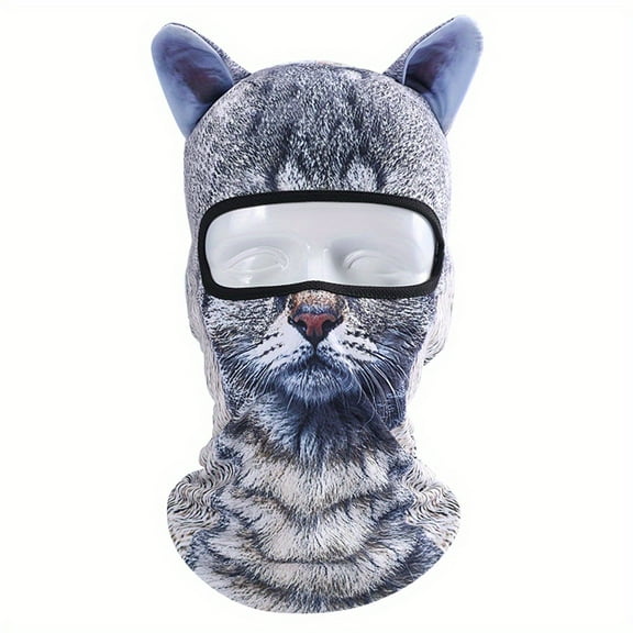 Windproof Breathable Sweat-absorbing Face Masks Animal Ears Balaclava Outdoor Cycling Sports Cosplay Neck Cover